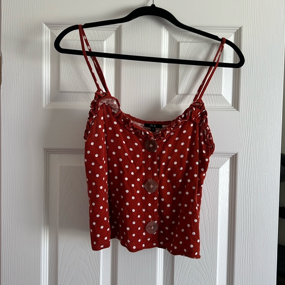 Red polka dot crop top